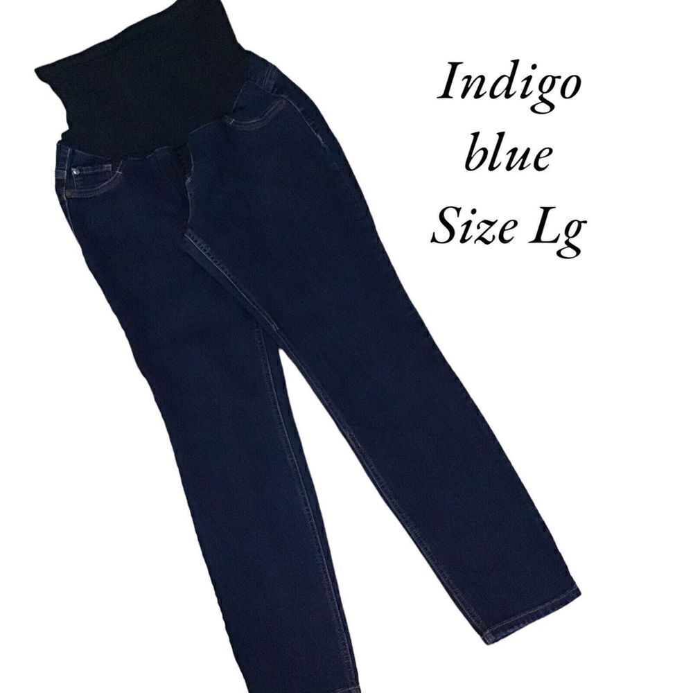Indigo Blue Maternity Blue Stretch Jeans Size Large - Picture 7 of 7